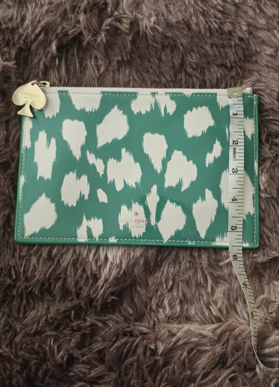 Kate Spade Printed Zip Pouch in Teal and White